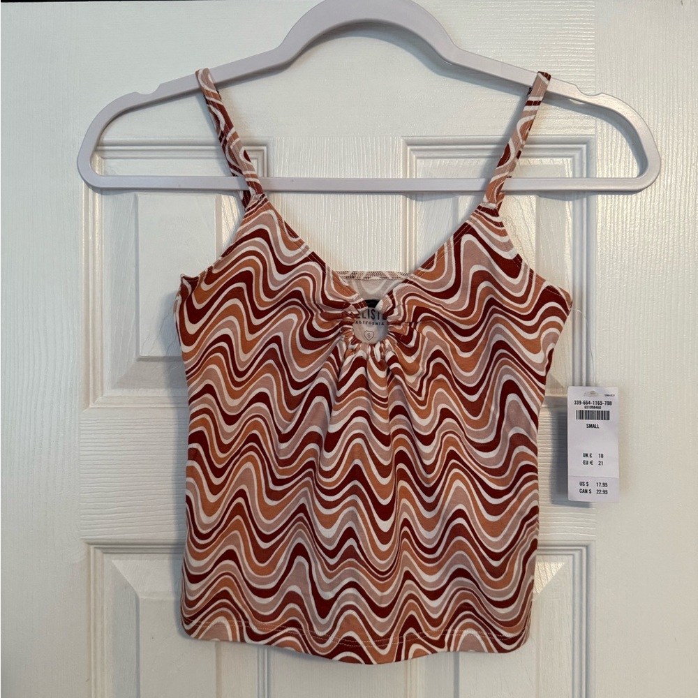 NWT Hollister Brown, Cream and Orange Wave Camisole